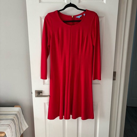 Draper James lipstick red ponte knit fit and flare dress size Small - Picture 4 of 12